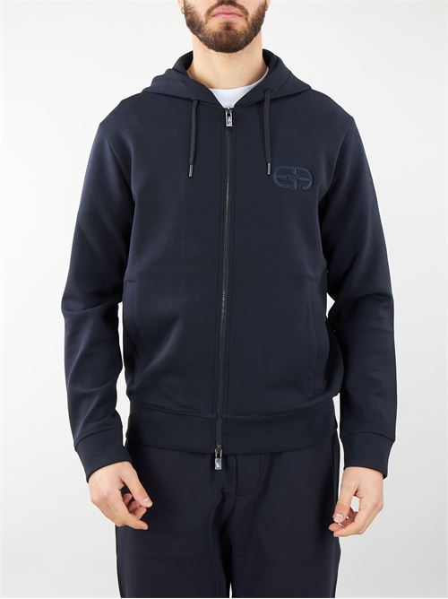 Double jersey hooded sweatshirt with zip and embossed EA logo embroidery Emporio Armani EMPORIO ARMANI |  | 8N1ML61JHSZ920